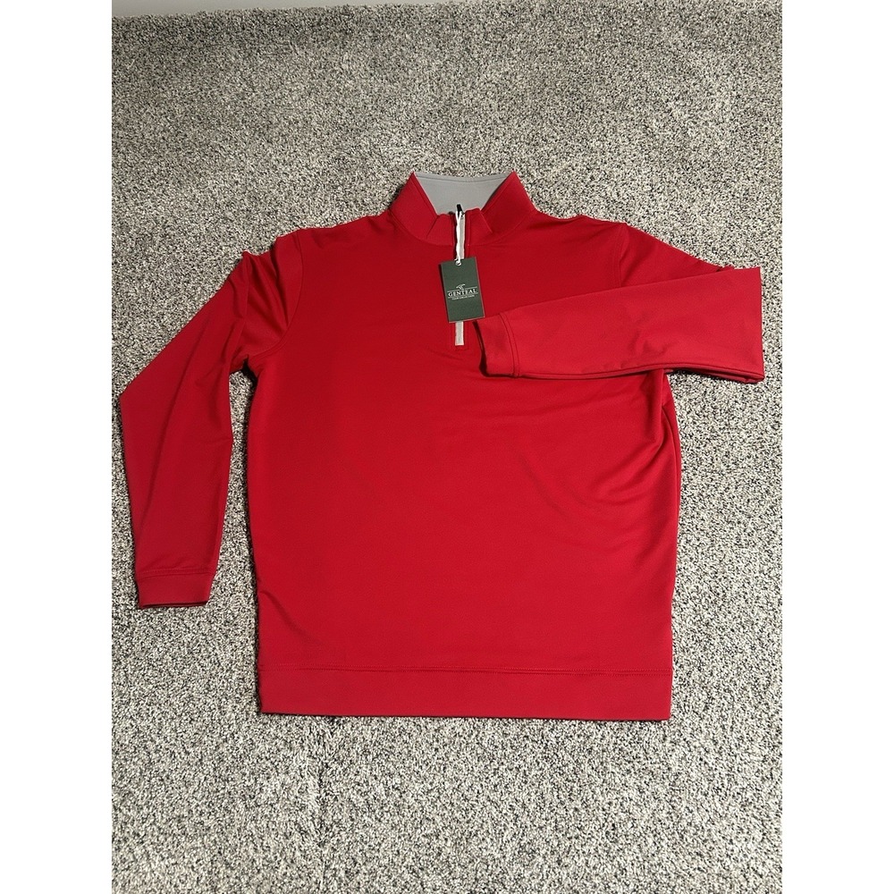 New $115 Genteal 1/4 Quarter Zip‎ Pullover Men's Small Red Crimson Polyester